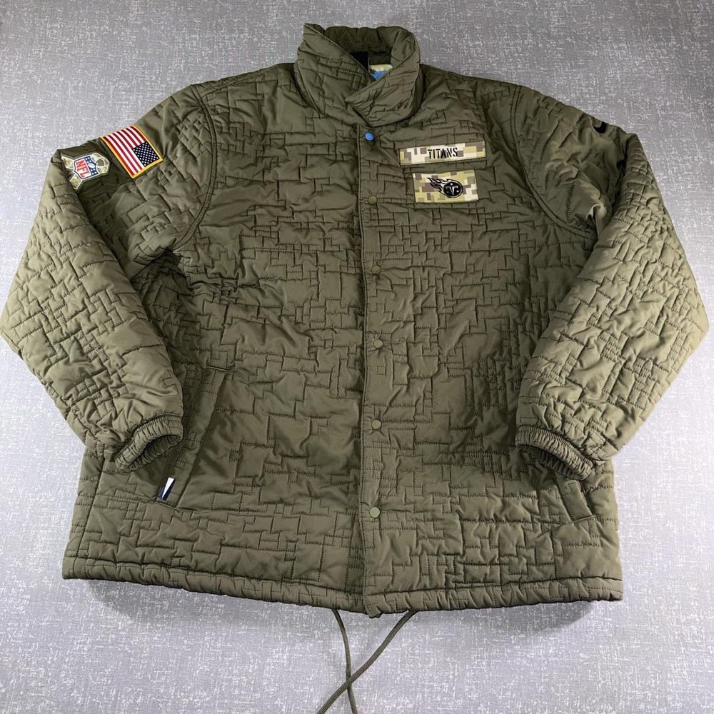 Tennessee Titans Jacket Mens XL Green NFL Football Nike Quilted Camo On Field